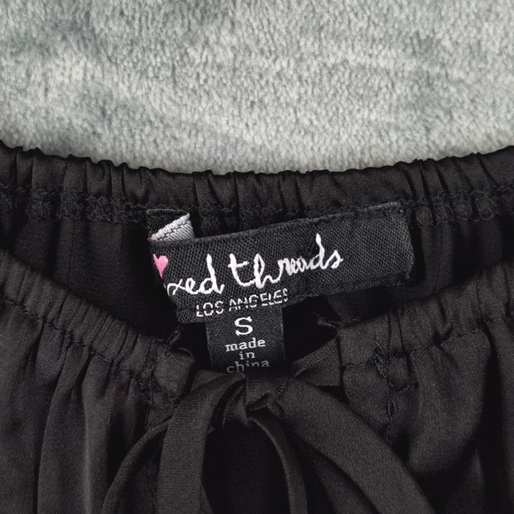 Womens Top Small Black Dark Romantic Puff Sleeve Milkmaid Goth Whimsigoth Crop - Picture 2 of 8